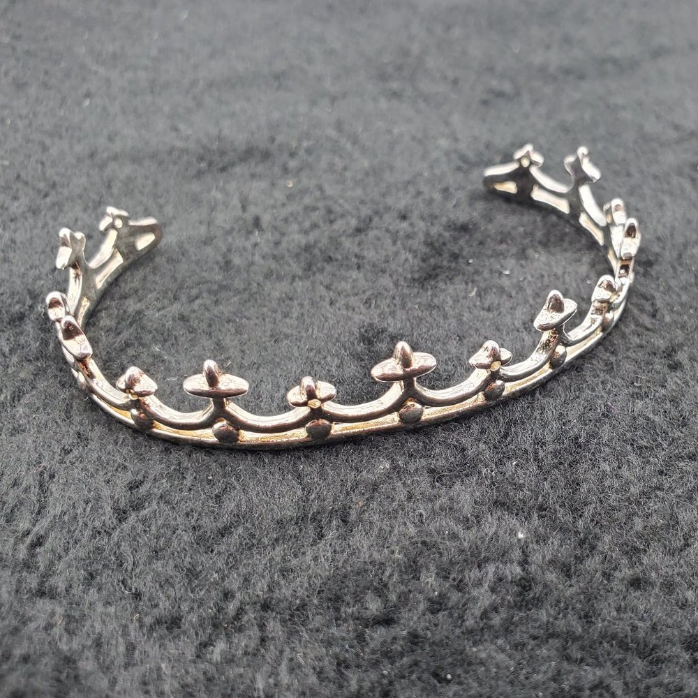 NEW 925 STERLING SILVER CROSS CROWN BANGLE
